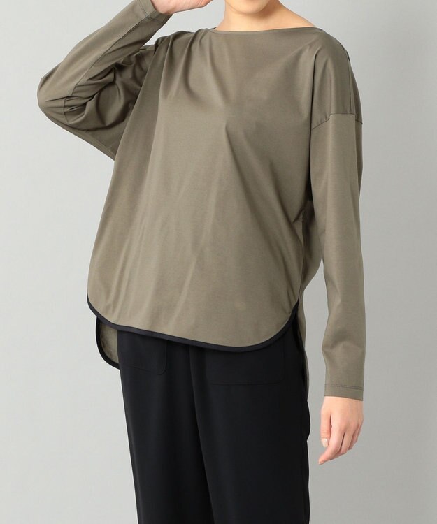 GRACE CONTINENTAL ラウンドヘムロングTee カーキ