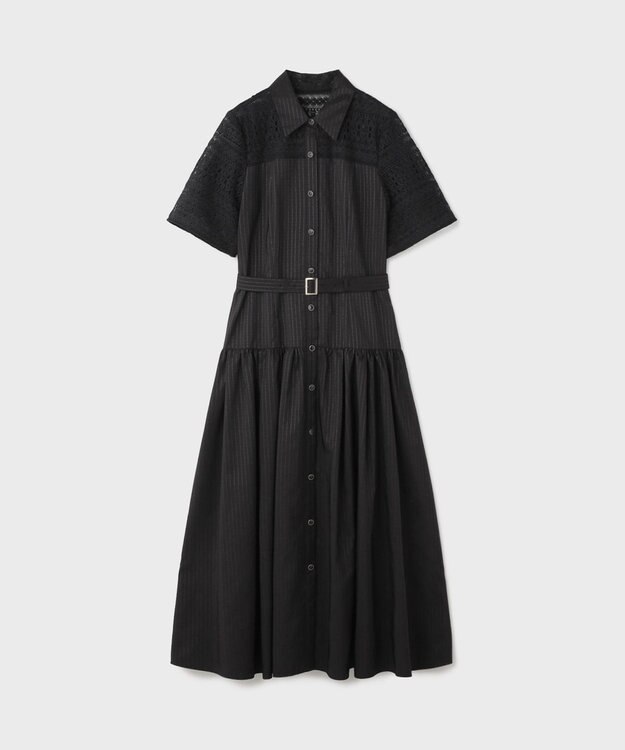 GRACE CONTINENTAL レースドッキングフレアワンピース ブラック