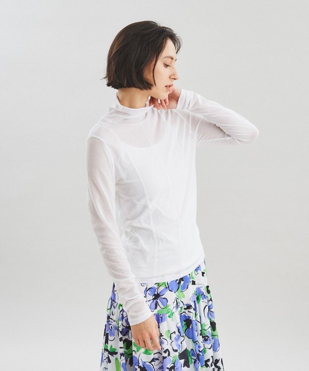 GRACE CONTINENTAL シアー切替トップ ホワイト