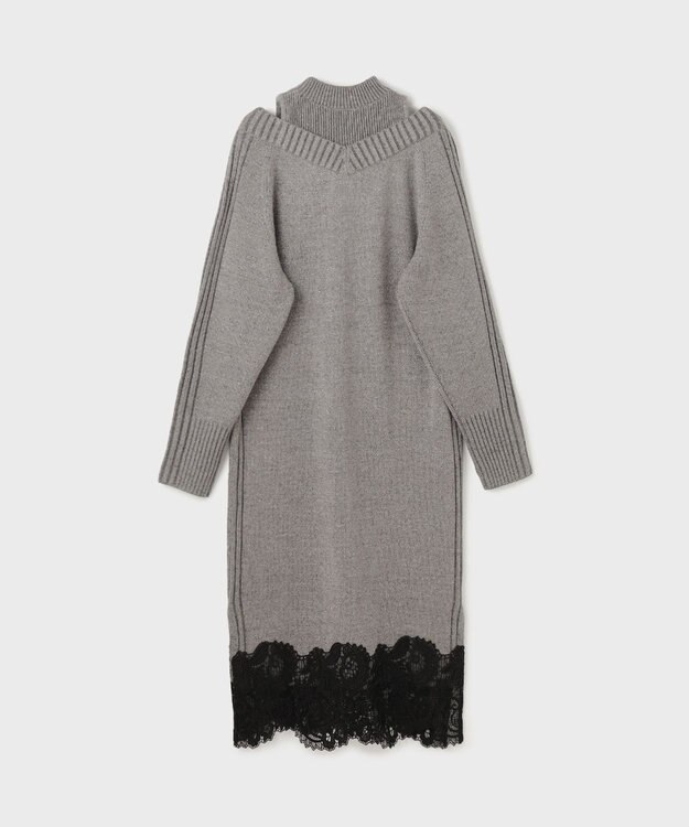 GRACE CONTINENTAL レイヤードレースニットワンピース グレー