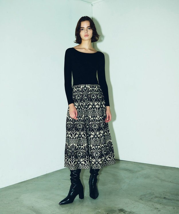 極美品 23ss グレースコンチネンタル フラワープリントニットワンピース フラワープリーツニットワンピース / GRACE CONTINENTAL | GRACE