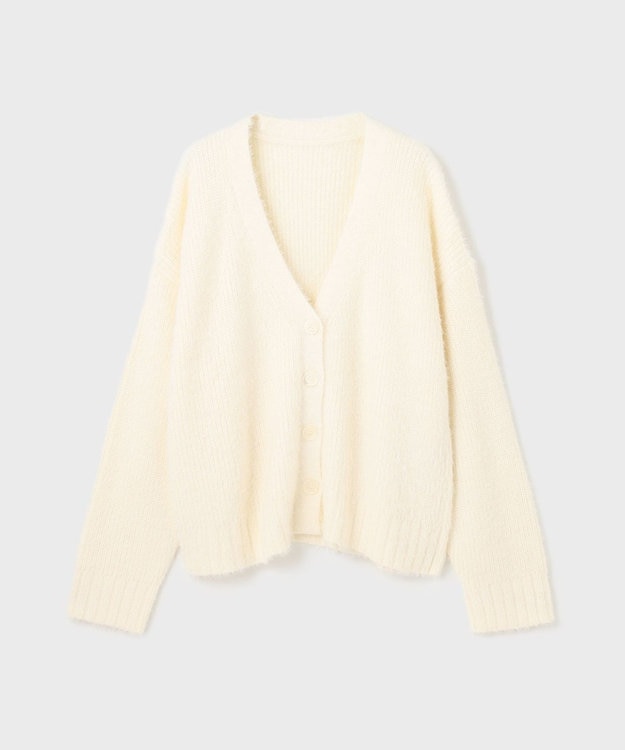 GRACE CONTINENTAL フェザールーズニットカーディガン ホワイト