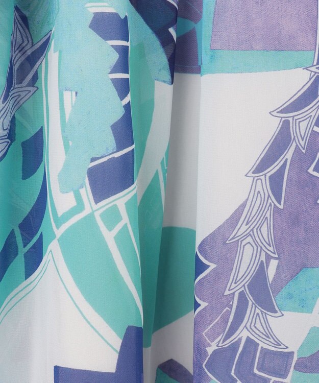 GRACE CONTINENTAL アールデコリゾートプリントワンピース ブルー