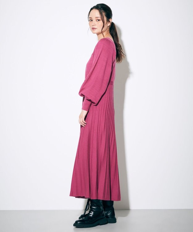 希少 Y's PINK 15AW フリンジ ワッフル ニット ロングコート 紺 スクエアネックロングニットワンピース / GRACE CONTINENTAL
