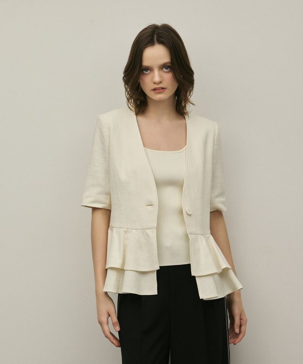 GRACE CONTINENTAL ペプラムツイードジャケット キナリ