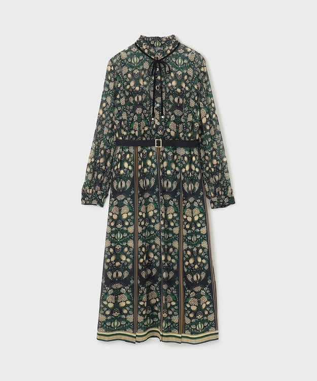 GRACE CONTINENTAL ハイネックボウタイプリントワンピース ブラック