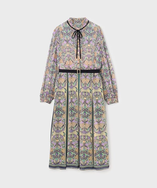 GRACE CONTINENTAL フラワープリントレースハイネックワンピース フラワープリントタックワンピース / GRACE CONTINENTAL | GRACE
