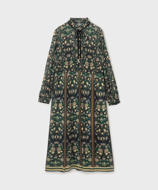 GRACE CONTINENTAL ハイネックボウタイプリントワンピース ブラック