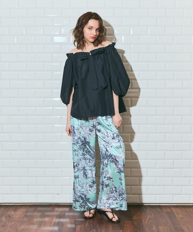 GRACE CONTINENTAL ボリュームスリーブトップ ブラック