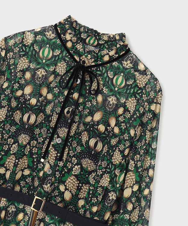 GRACE CONTINENTAL ハイネックボウタイプリントワンピース ブラック