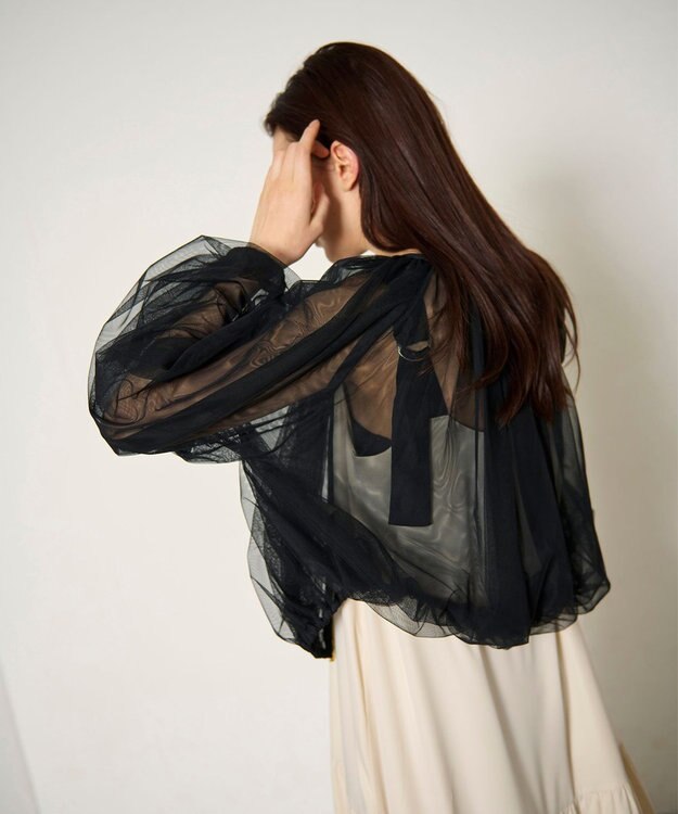 GRACE CONTINENTAL ギャザーチュールブルゾン ブラック