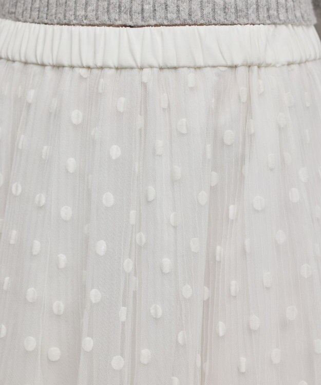 GRACE CONTINENTAL フロッキードットプリーツスカート ホワイト