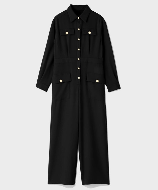 GRACE CONTINENTAL バックサテンオールインワン ブラック