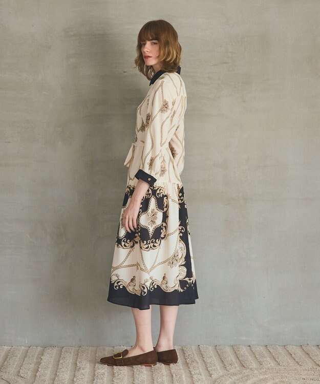 GRACE CONTINENTAL スカーフプリントシャツワンピース キナリ