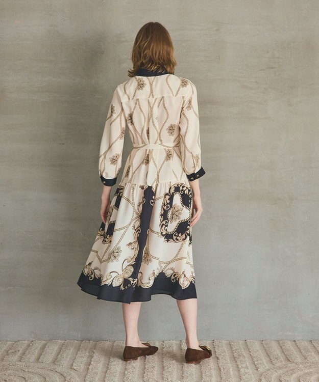 GRACE CONTINENTAL スカーフプリントシャツワンピース キナリ