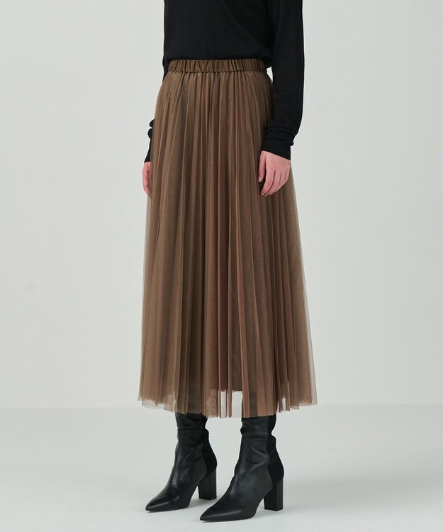 GRACE CONTINENTAL ラメプリーツスカート ブロンズ