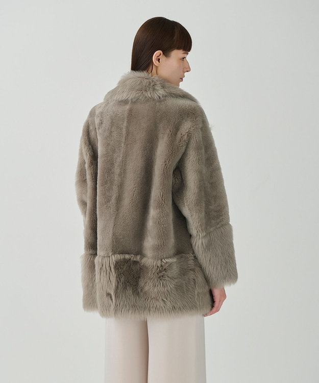 GRACE CONTINENTAL ムートンライダースコート グレー