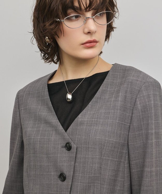 GRACE CONTINENTAL デザインフロントジャケット グレンチェック