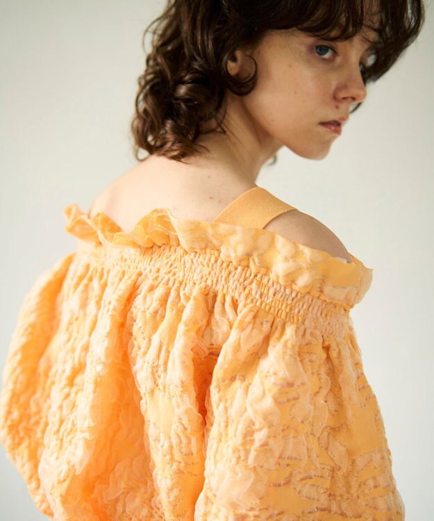 GRACE CONTINENTAL ドルマンフクレジャガードニットトップ オレンジ