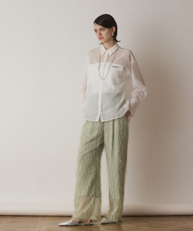 GRACE CONTINENTAL メッシュオーバーシャツ ホワイト