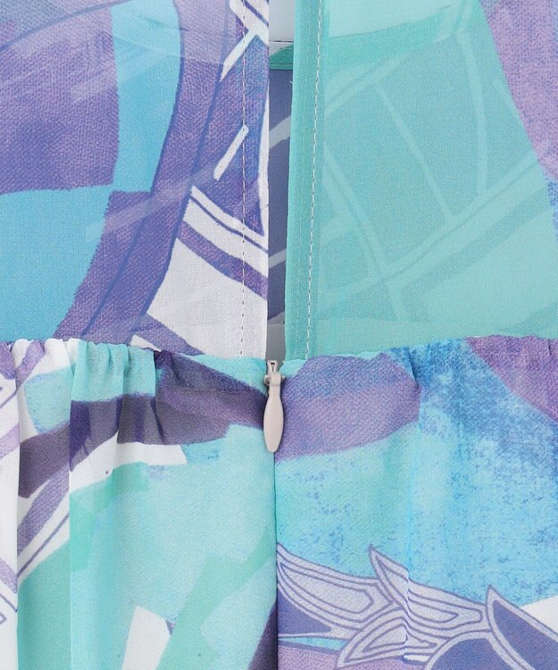 GRACE CONTINENTAL アールデコリゾートプリントワンピース ブルー