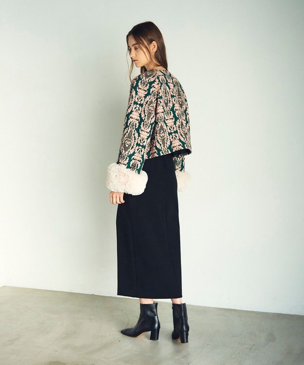 GRACE CONTINENTAL オーナメントジャガードジャケット グリーン