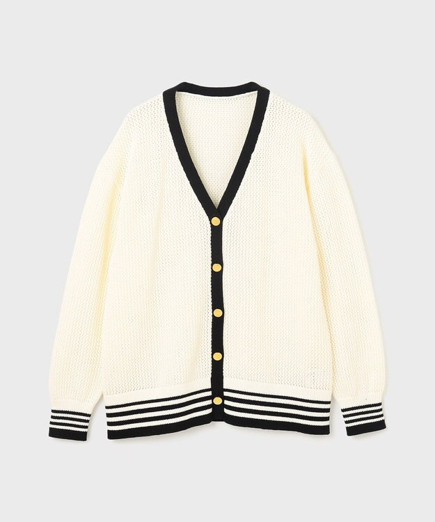 GRACE CONTINENTAL メッシュラインニットカーディガン ホワイト