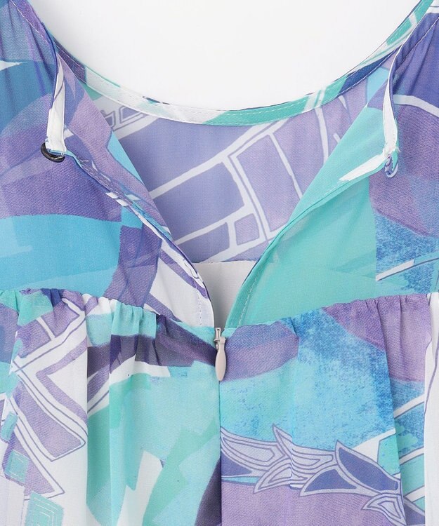 GRACE CONTINENTAL アールデコリゾートプリントワンピース ブルー