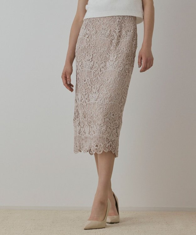 GRACE CONTINENTAL レ－スタイトスカート ベージュ