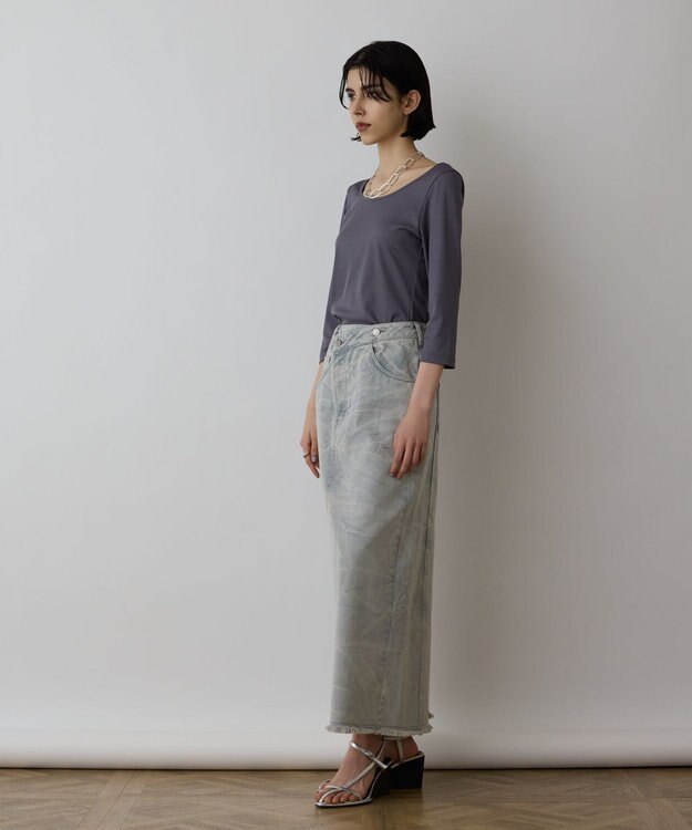 GRACE CONTINENTAL ピグメントタイトスカート ブルー