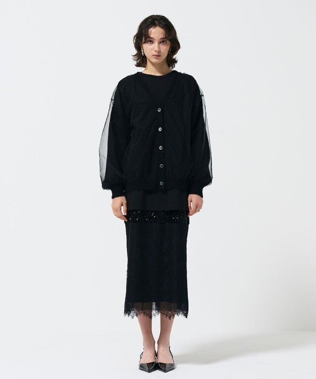 GRACE CONTINENTAL オーバーチュールニットカーディガン ブラック