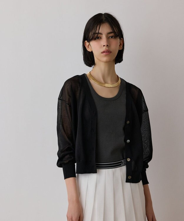 GRACE CONTINENTAL ブライトシアーニットカーディガン ブラック