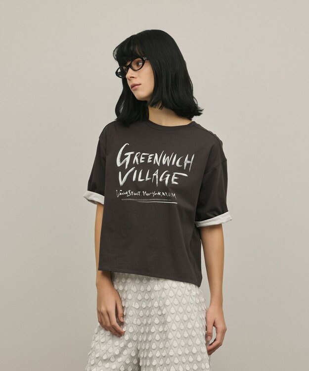 GRACE CONTINENTAL レイヤードロゴＴシャツ チャコール