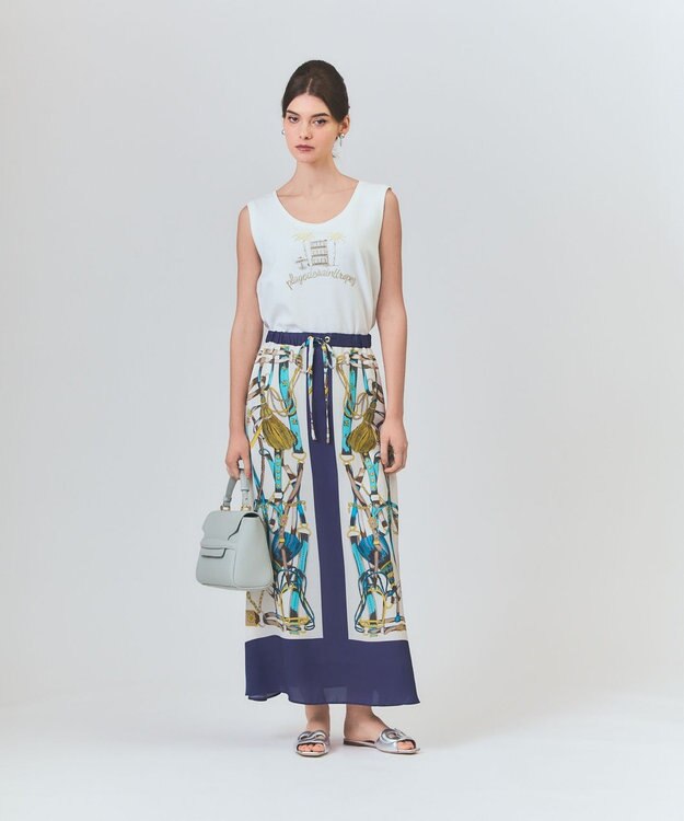 新品　グレースコンチネンタル25SS マリンembフレアスカート　キナリ　36 マリンembフレアスカート / GRACE CONTINENTAL | GRACE