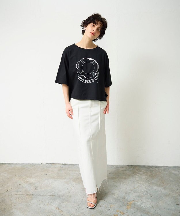 GRACE CONTINENTAL プリントトップ ブラック