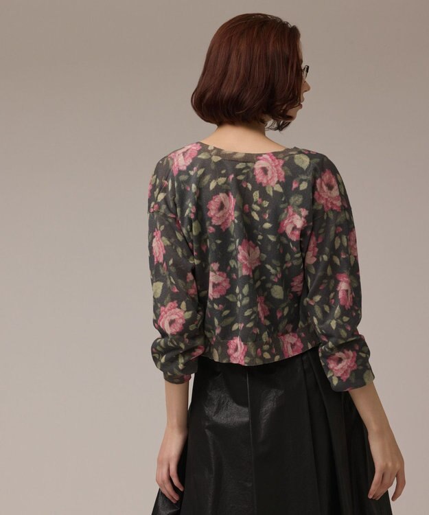 GRACE CONTINENTAL ローズプリントニットカーディガン ブラック