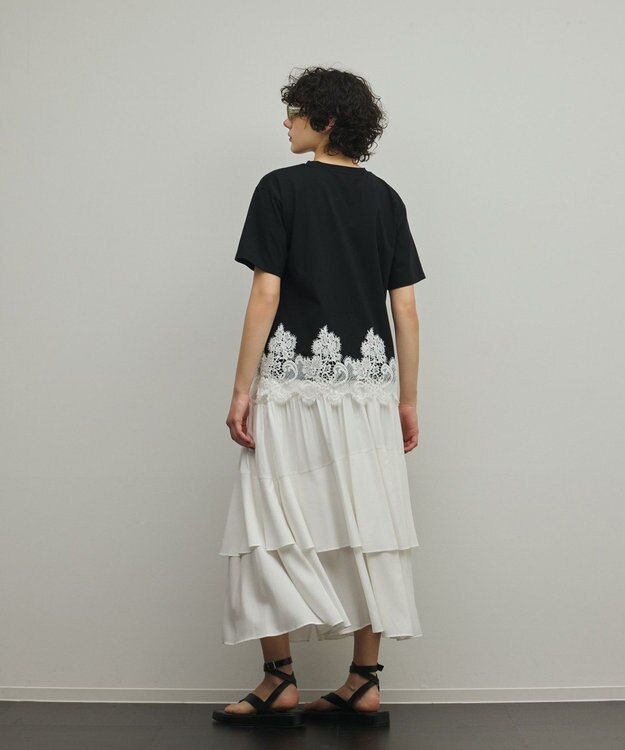 GRACE CONTINENTAL レースヘムロゴTシャツ ブラック