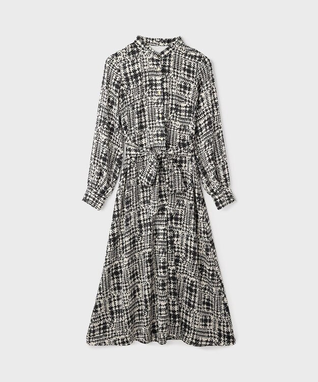 GRACE CONTINENTAL チェックプリントボウ付ワンピース キナリ