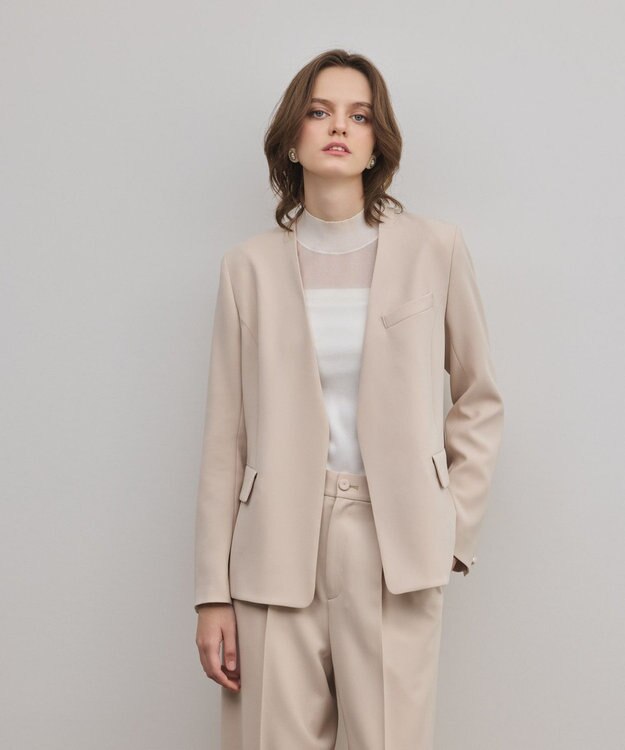 GRACE CONTINENTAL トリアセノーカラージャケット ベージュ