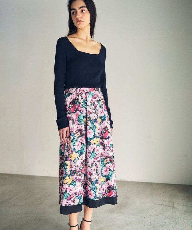 GRACE CONTINENTAL グラデフラワープリントスカート ピンク