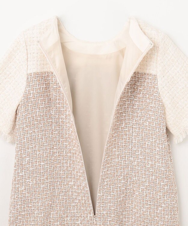 GRACE CONTINENTAL ツイードコンビミニワンピース ベージュ