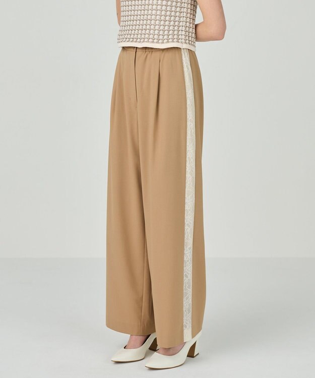 GRACE CONTINENTAL サイドレースイージーパンツ キャメル