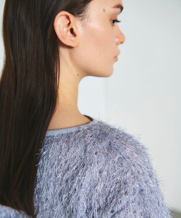 GRACE CONTINENTAL ラメフリンジカットトップ グレー