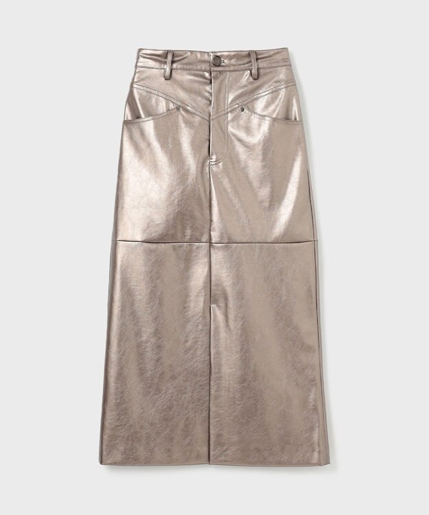 GRACE CONTINENTAL クラッシュレザータイトスカート ブロンズ