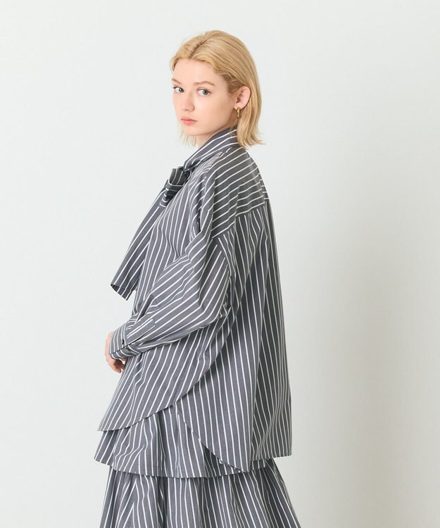 GRACE CONTINENTAL ストライプビッグボウブラウス ブラック