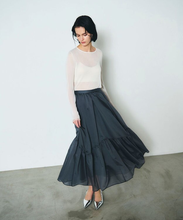 GRACE CONTINENTAL ティアードボリュームスカート グレー