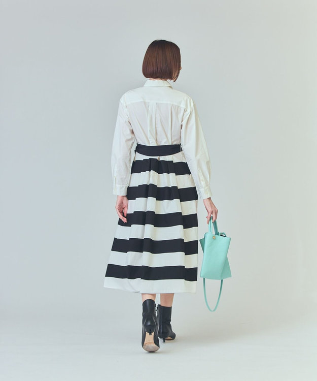 GRACE CONTINENTAL ボーダーコンビシャツワンピース ブラック