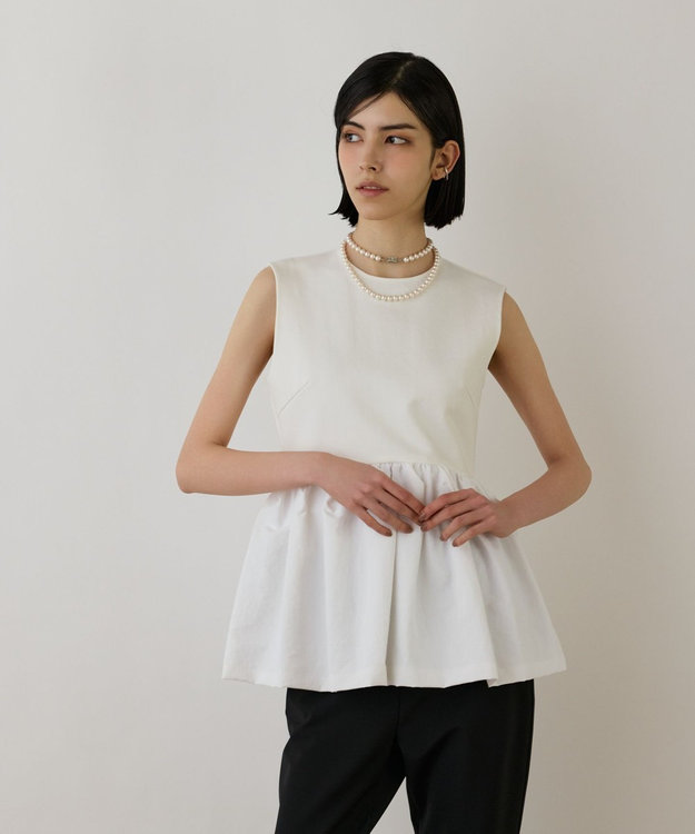 GRACE CONTINENTAL タフタペプラムトップ ホワイト