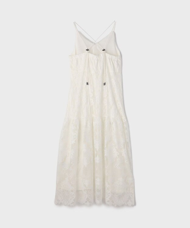 GRACE CONTINENTAL ロゴ刺繍レースワンピース ホワイト