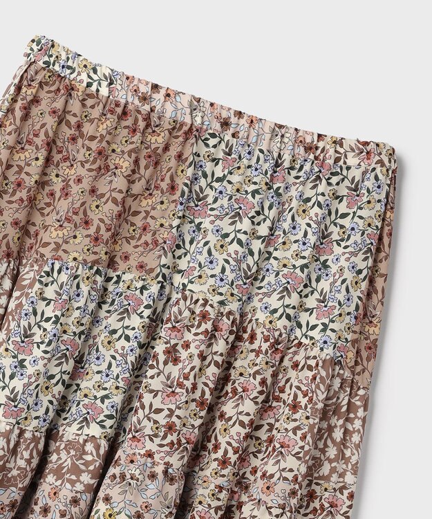 GRACE CONTINENTAL パッチワークプリントスカート ベージュ